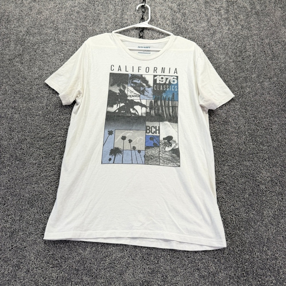 Old Navy T Shirt Mens L White Graphic California 1976 Classics Beach Surf